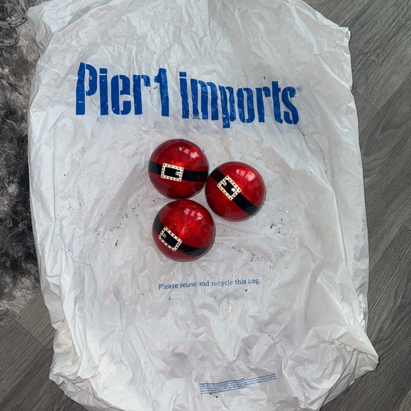 Pier 1 Other - Pier 1 Imports Ruby Red Santa Belt Christmas Orbs